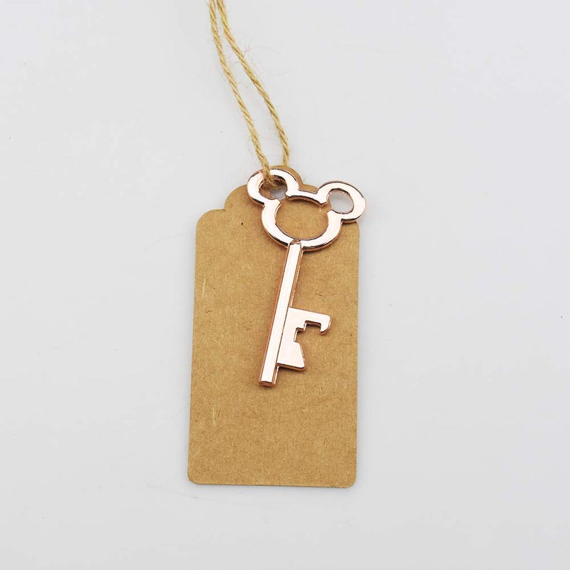 XONOR 50Pcs Vintage Skeleton Key Bottle Openers with 50pcs Escort Card Tag and Twine for Wedding Party Favors Rustic Decoration (Rose Gold) - Image 3